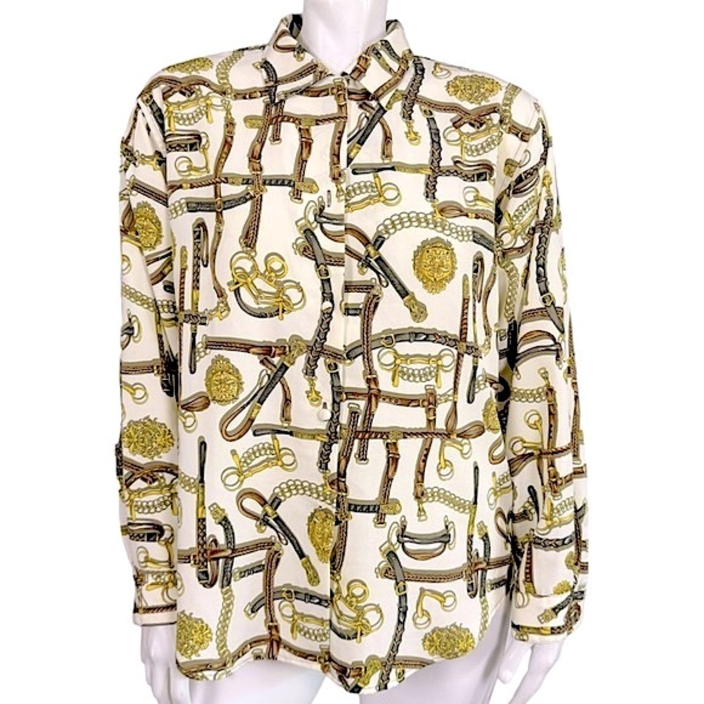Elegant Gold and Brown Button Down Shirt